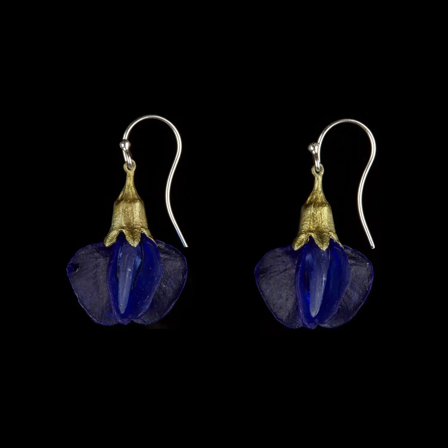 False Indigo Earring - Glass Blossom Wire