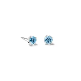 Finita Stud Earrings White Gold - Blue Topaz