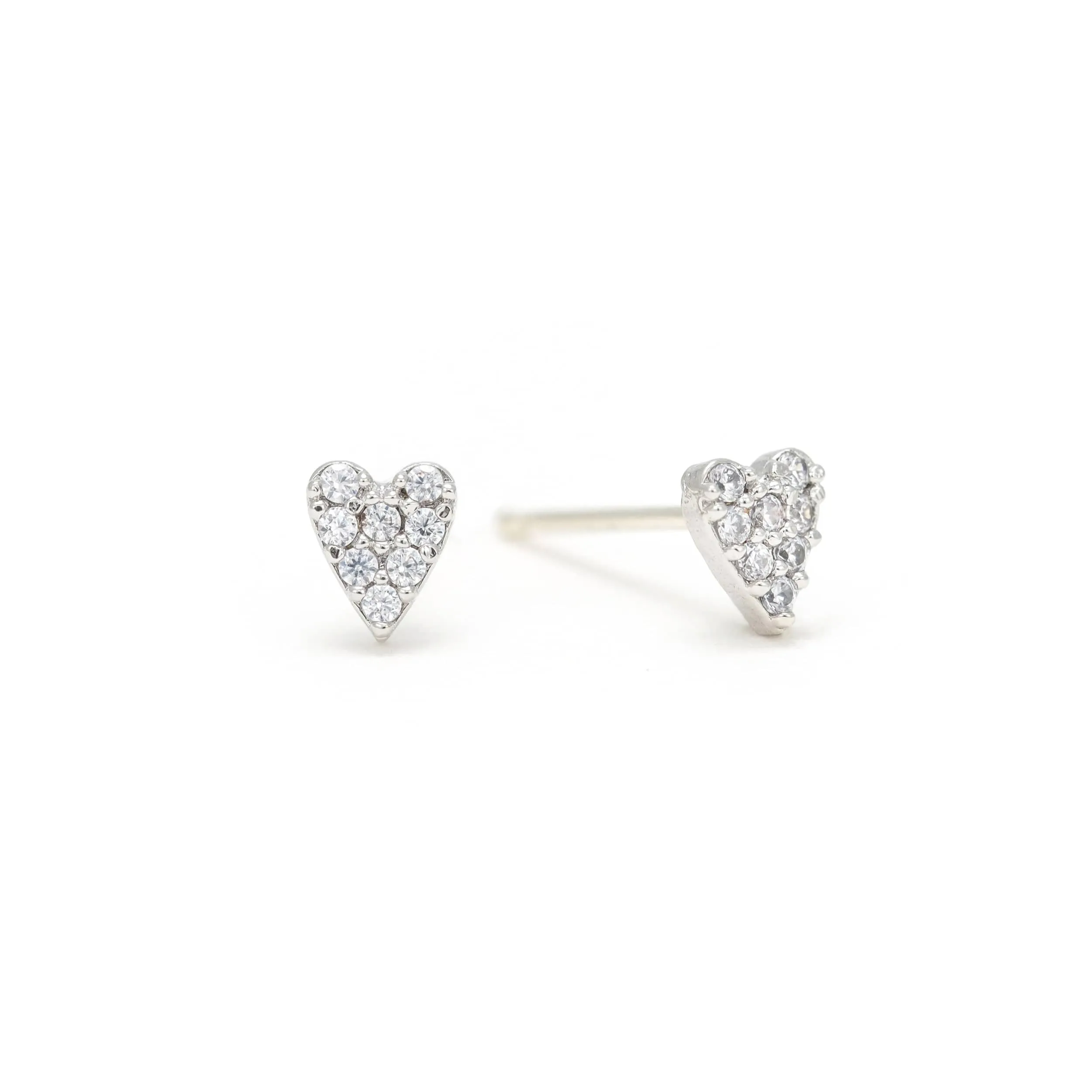 Flutter Heart Stud Earrings Silver