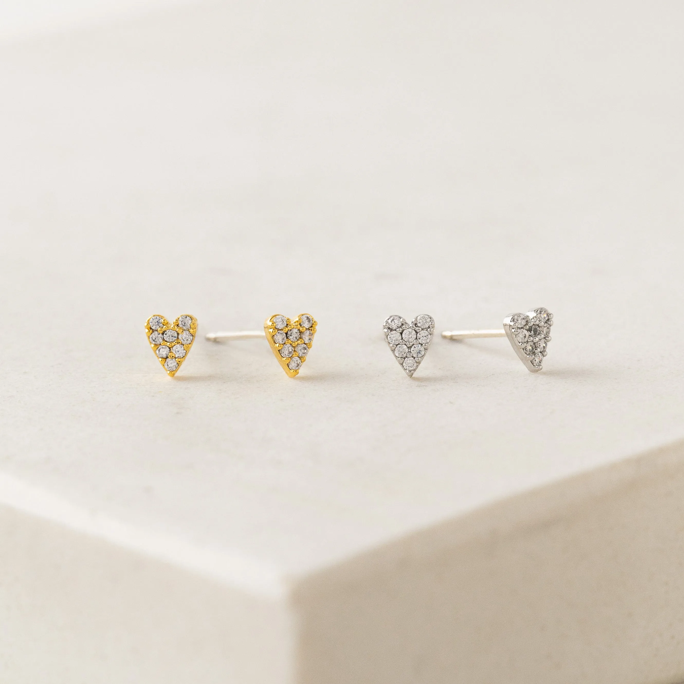 Flutter Heart Stud Earrings Silver