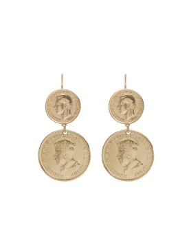 Gold Double Coin Earrings