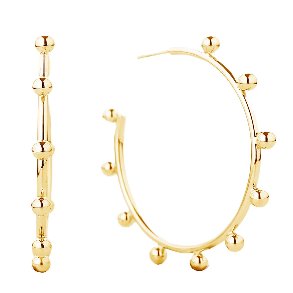 Gold Studded Hoop Earring