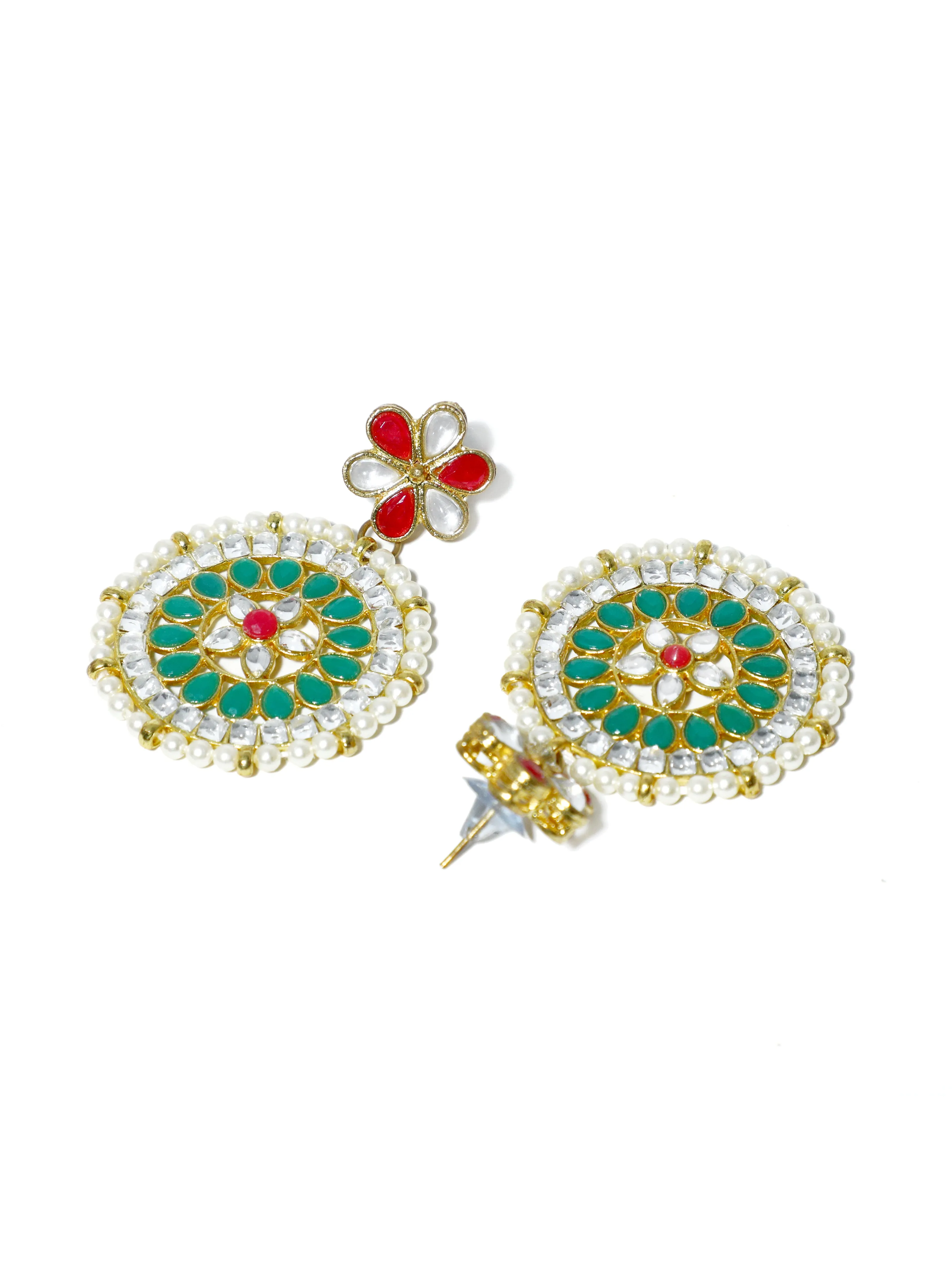 Green and Red Kundan Choker Necklace Set