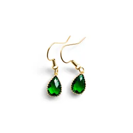 Green Drop Earrings - Gold Filled