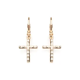 Hammered Cross Hoop Earrings