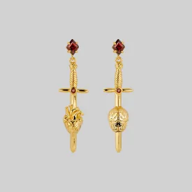 HEART & MIND. Heart & Brain Sword Earrings - Gold