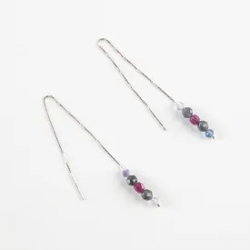 Iolite, Ruby & Flourite Threader Earrings