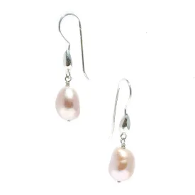 Keshi Pearl Hook Earrings Pink