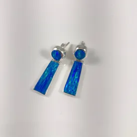 Lab Opal & Sterling Silver Inlaid Earrings