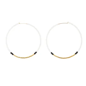 Large Hoop Earrings - WHITE/BLACK/GOLD