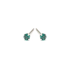 May Birthstone Stainless Steel Stud Earrings