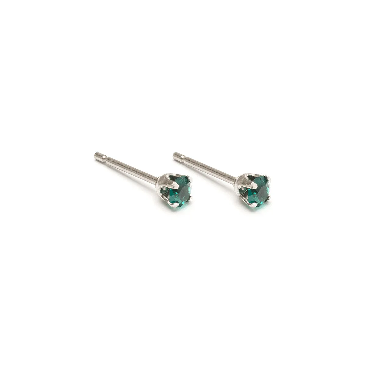 May Birthstone Stainless Steel Stud Earrings