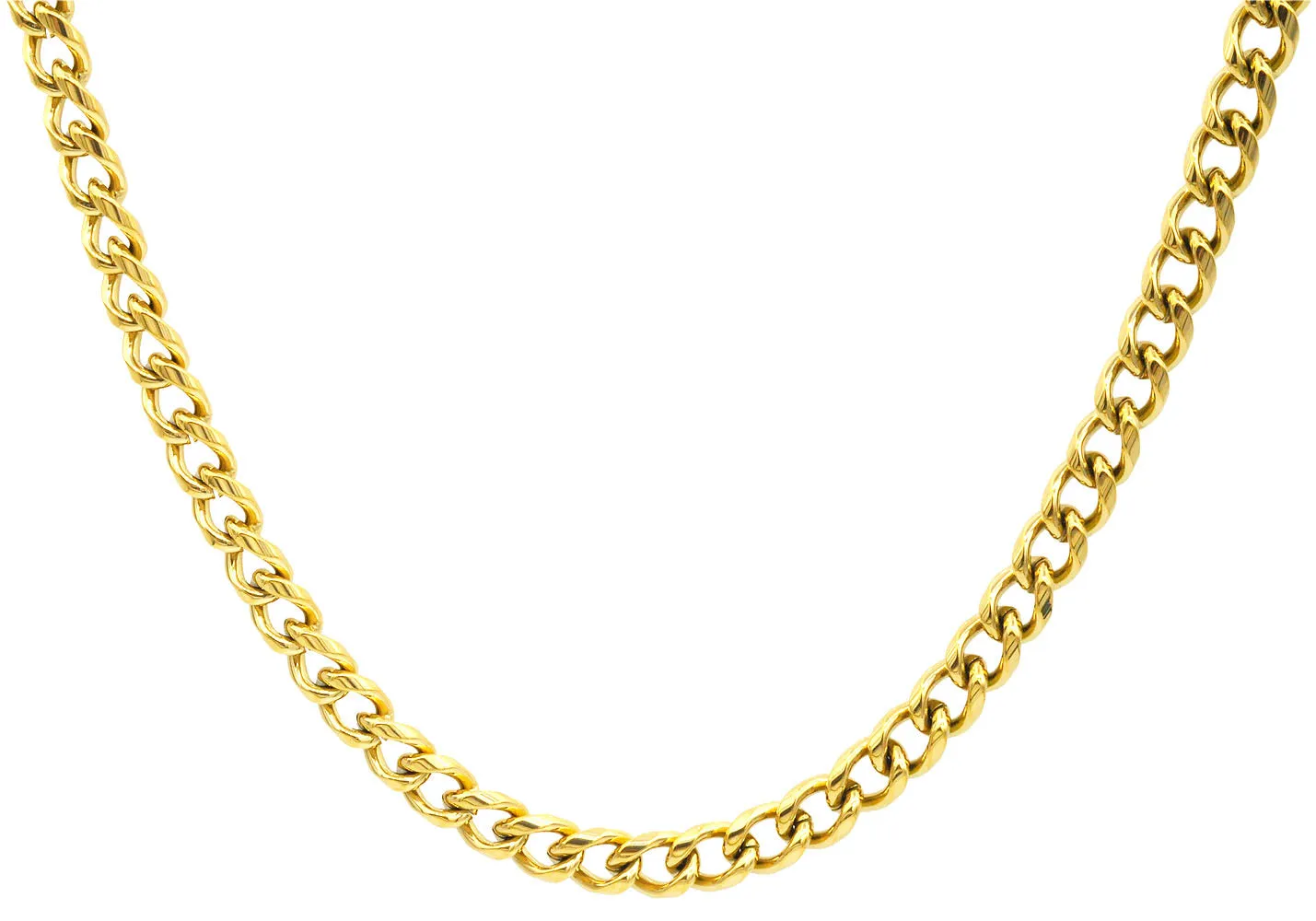 Mens 5mm Gold Stainless Steel Miami Cuban Link 24" Chain Necklace
