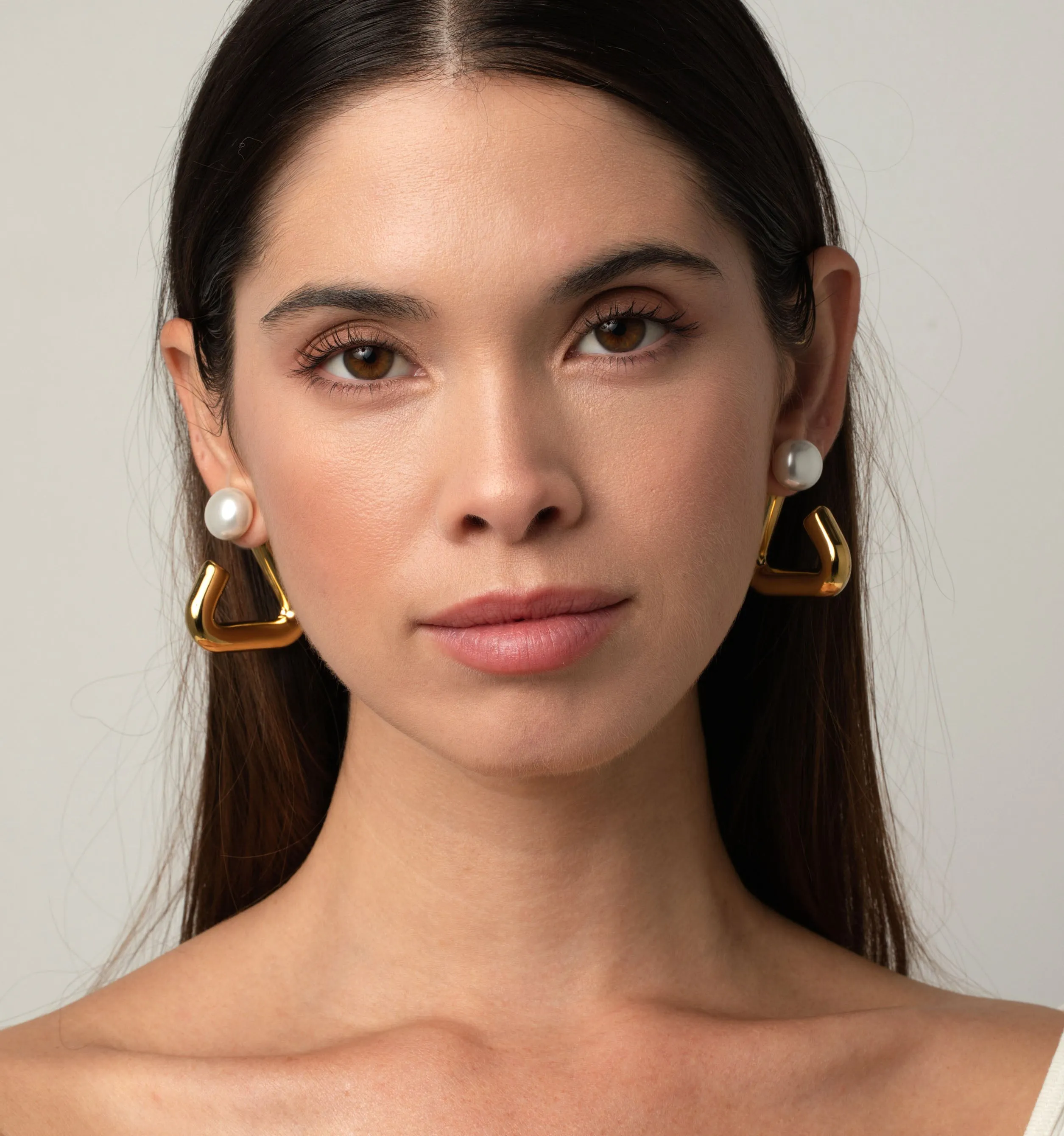 Mila Reversible Hoop Earrings - Pearl