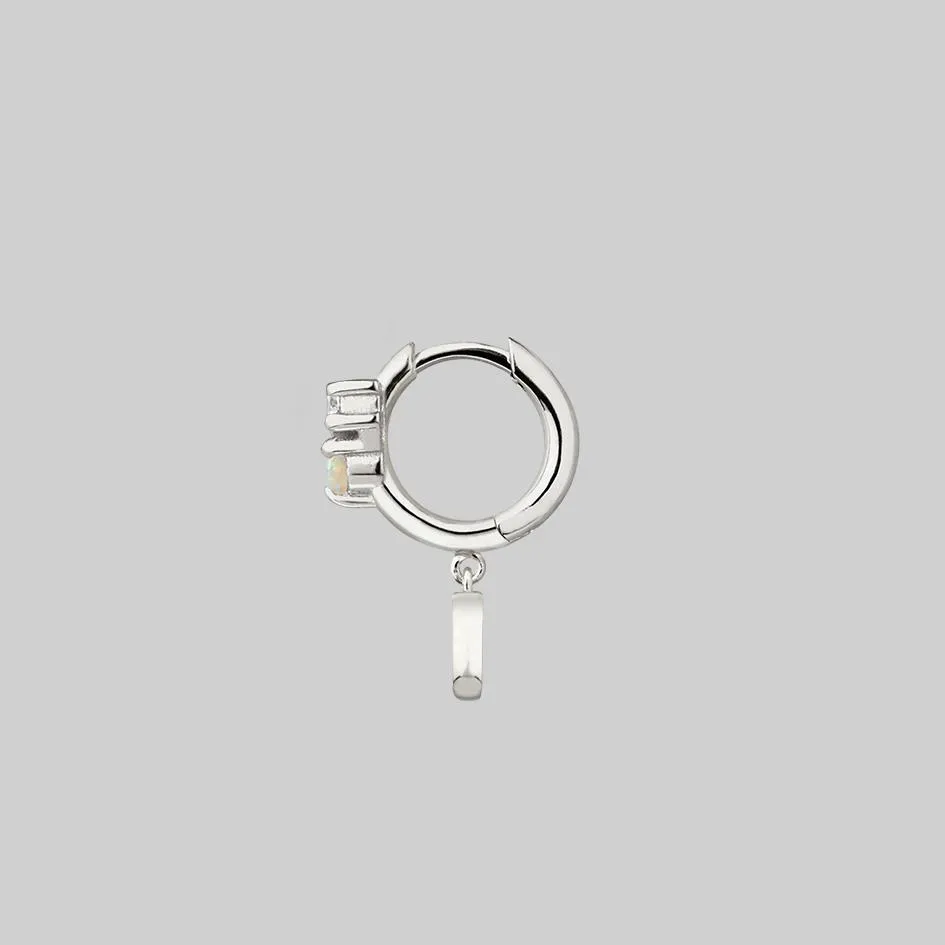 MOONLIGHT. Opal Moon Clicker Hoop Earrings - Silver