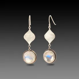 Moonstone and Hammered Silver Earrings