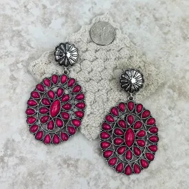 Natural Stone Oval Concho Earrings