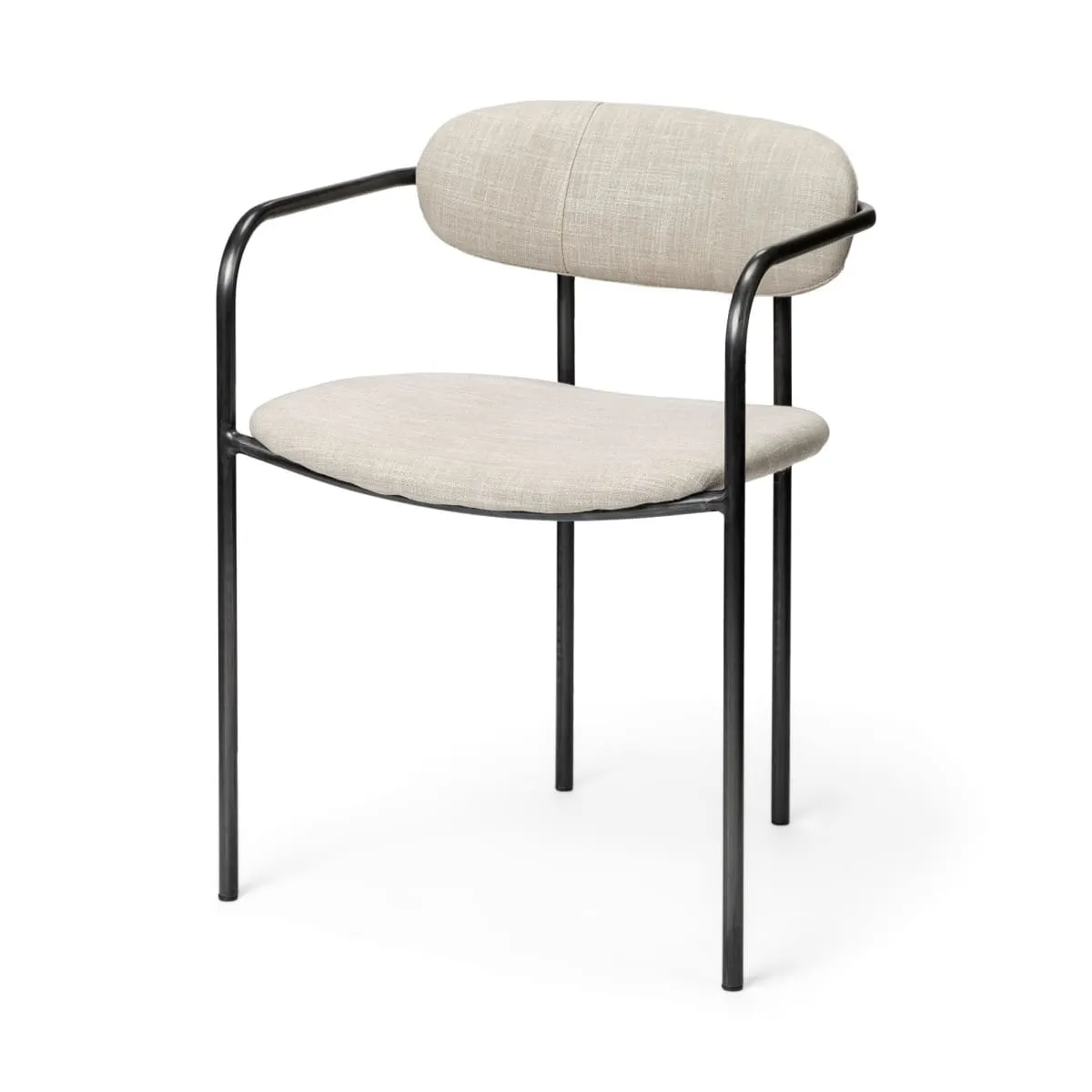 Parker Dining Chair Beige Fabric | Gray Metal