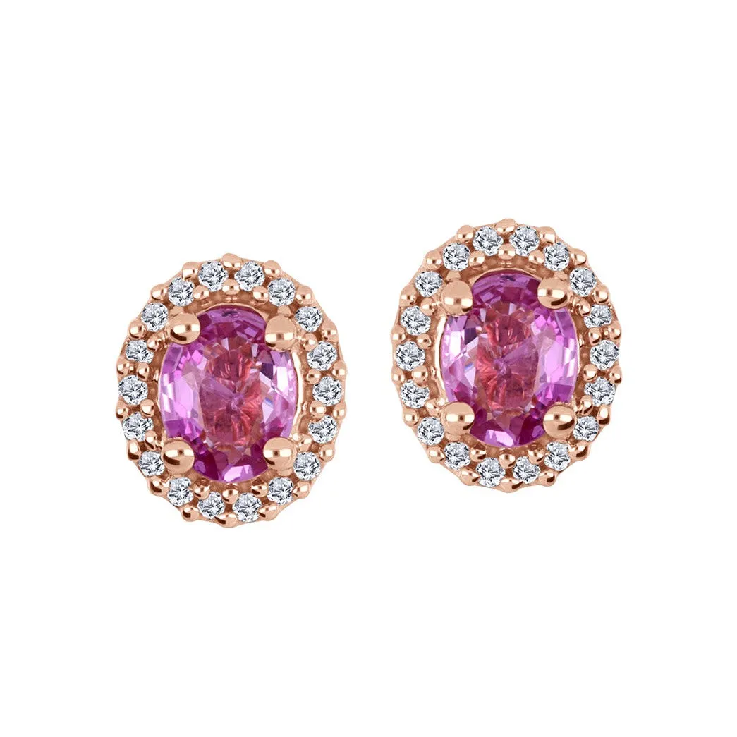 Pink Sapphire and Diamond Earrings