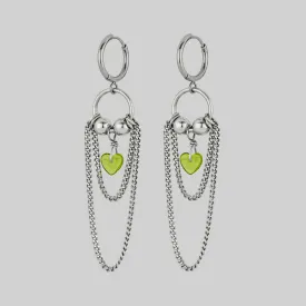 POUR YOUR HEART OUT. Pierced Chain Drop Earrings - Silver