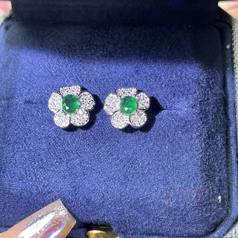 "925 Silver Emerald Stud Earrings: Timeless Elegance."