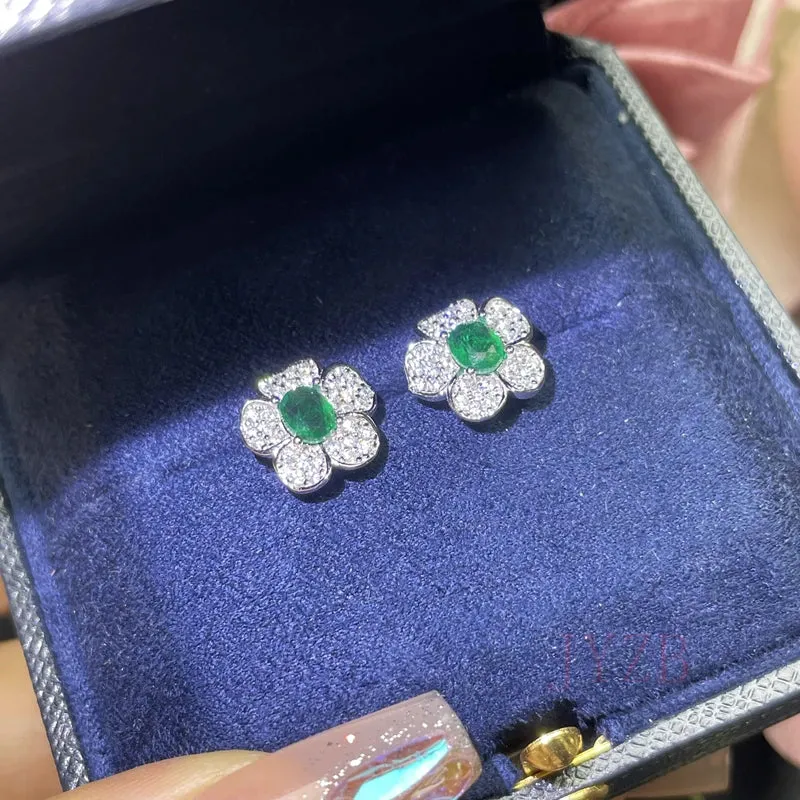 "925 Silver Emerald Stud Earrings: Timeless Elegance."