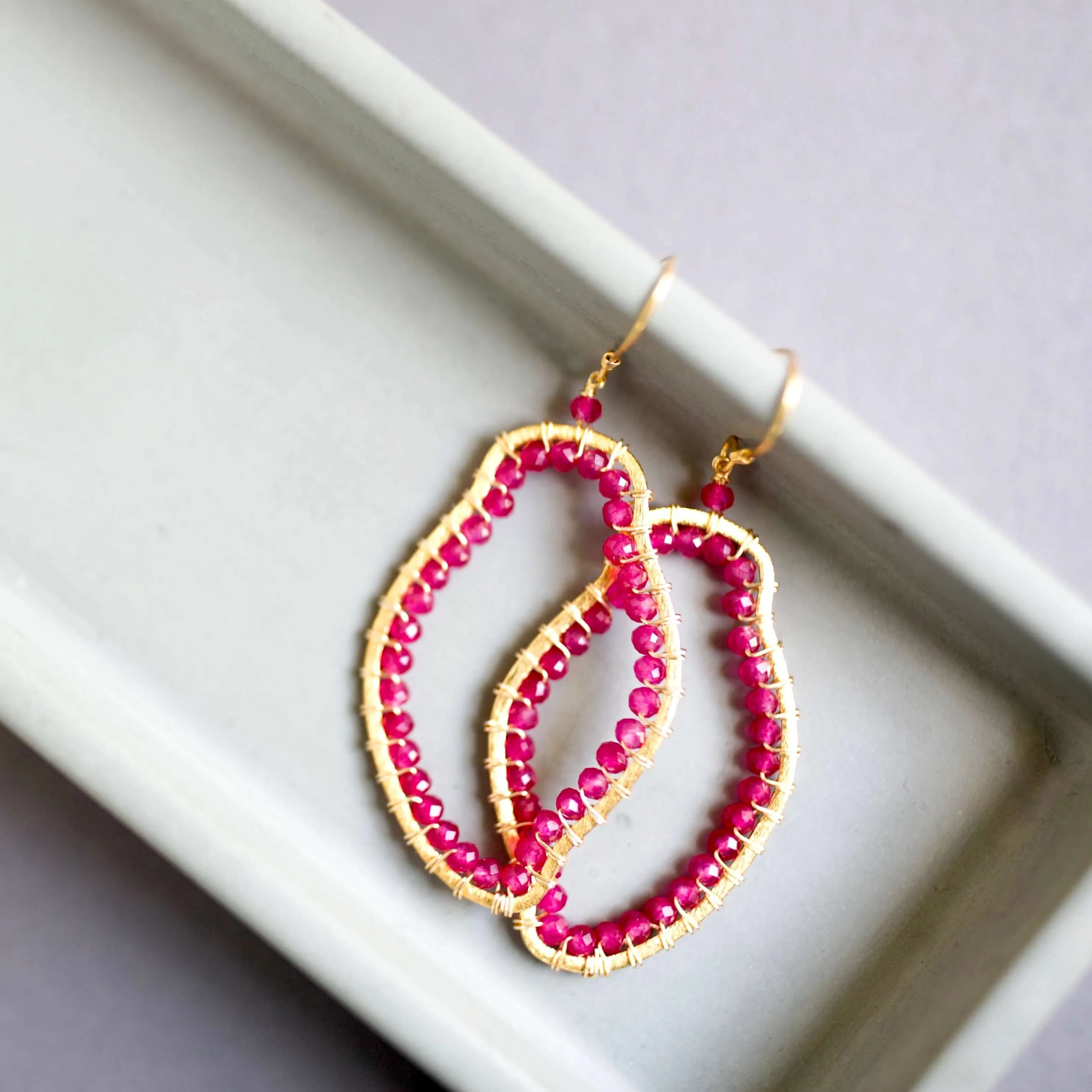 Ruby Red Quartz Freestyle Earrings