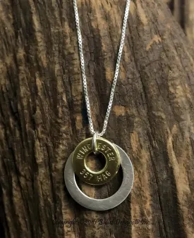 Sterling Silver Washer Bullet Minimalist Necklace Mixed Metal