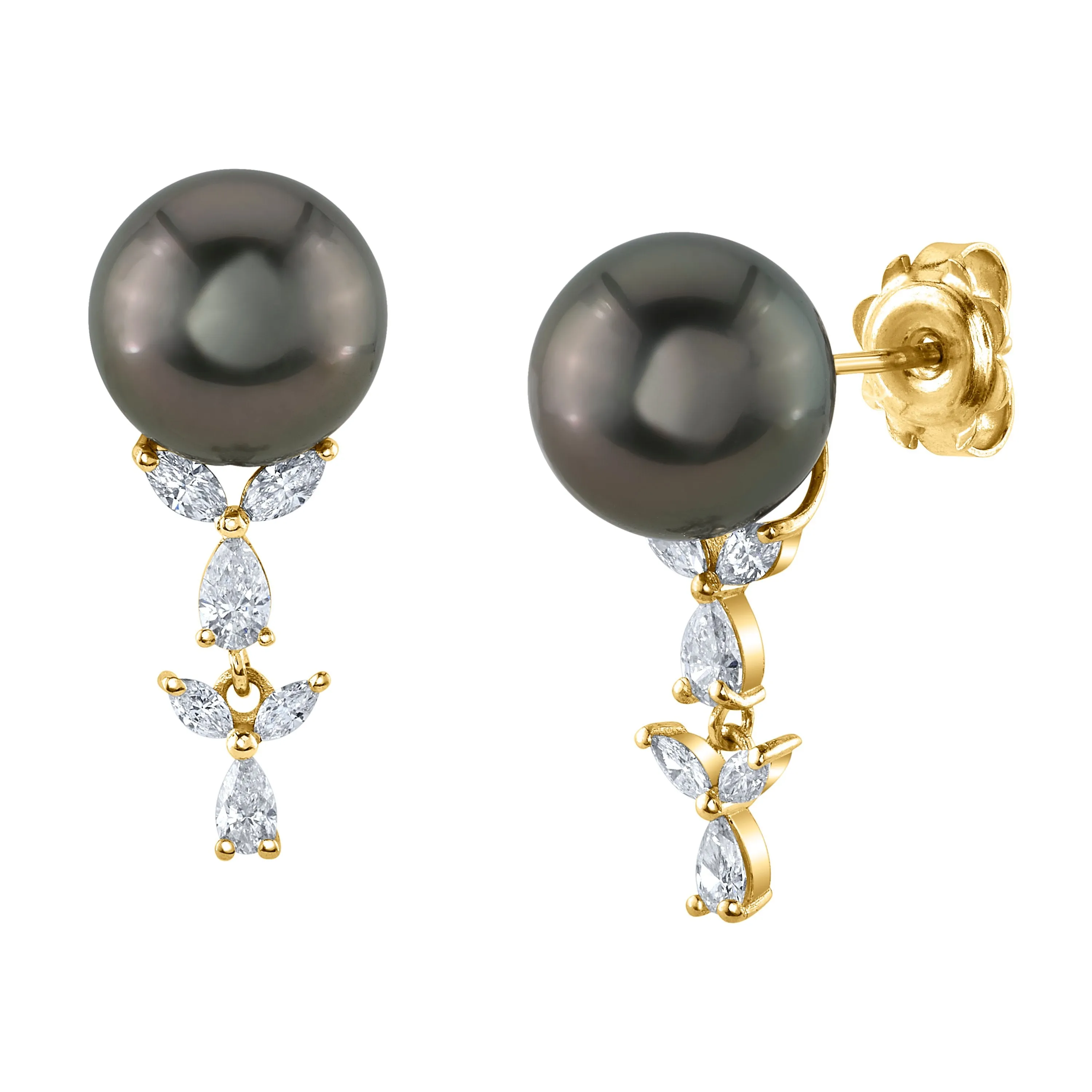 Tahitian South Sea Pearl & Diamond Kiara Earrings