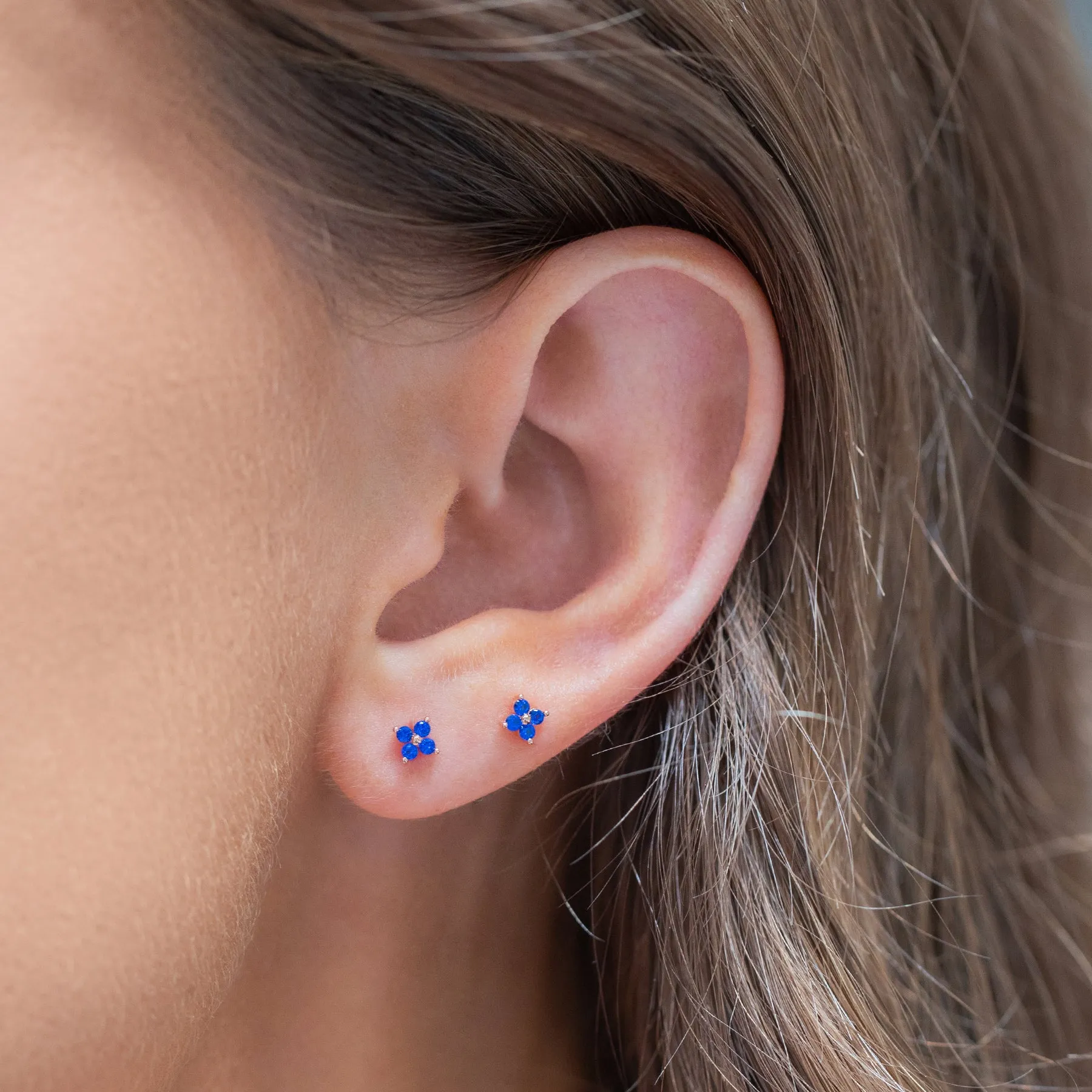 Petite Sapphire Cluster Stud Earrings