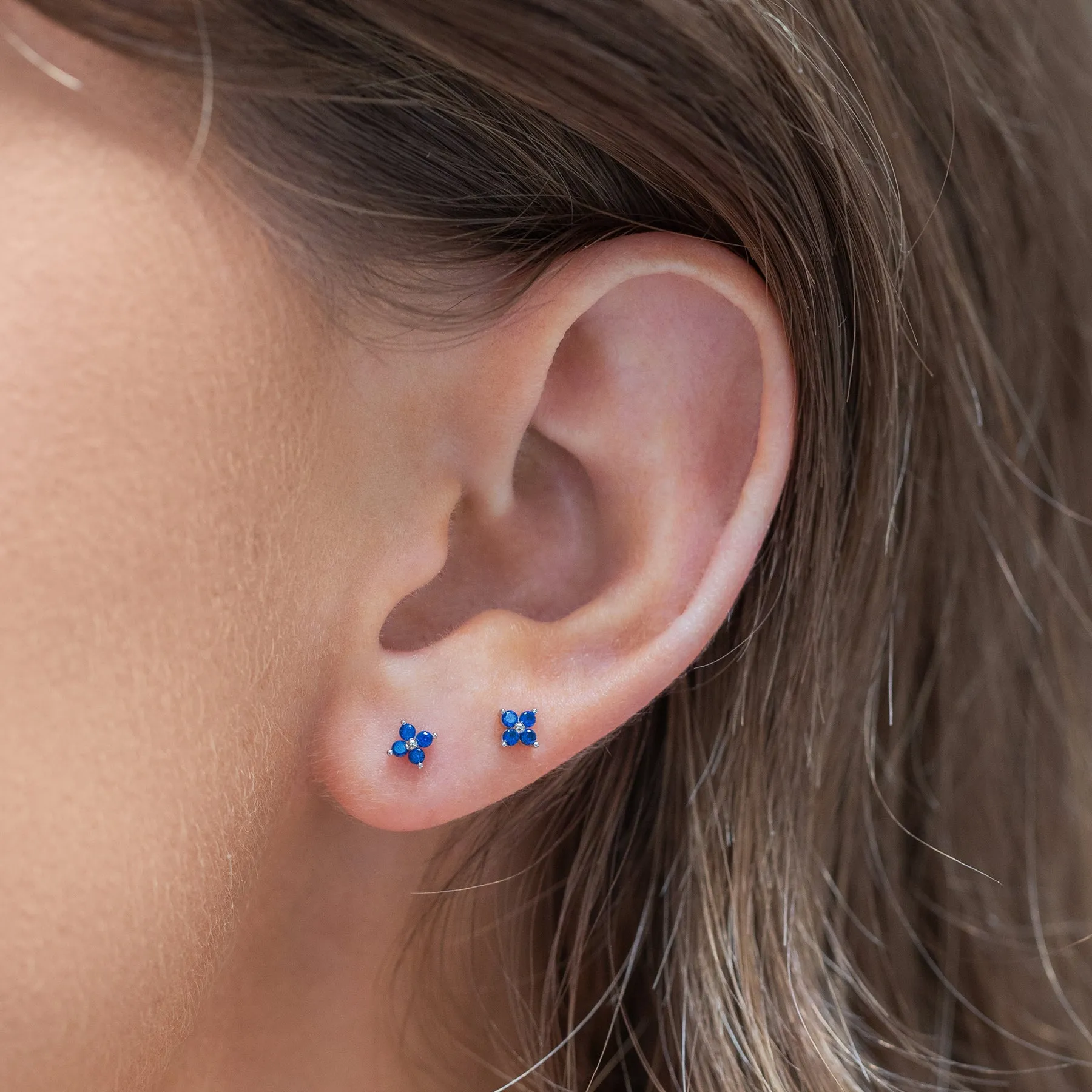 Petite Sapphire Cluster Stud Earrings