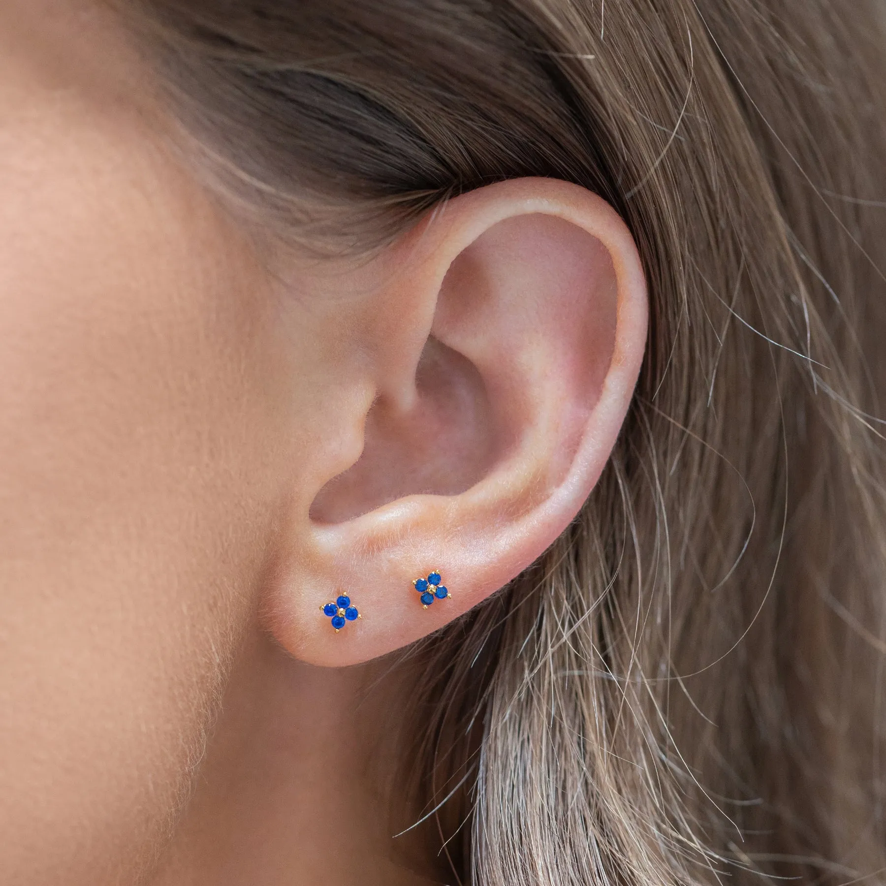 Petite Sapphire Cluster Stud Earrings